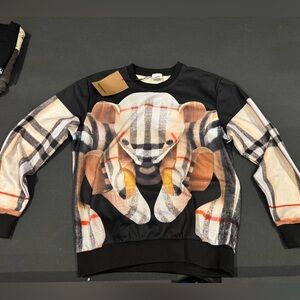 Burberry Black and Beige Crewneck Sweater with Bear Motif